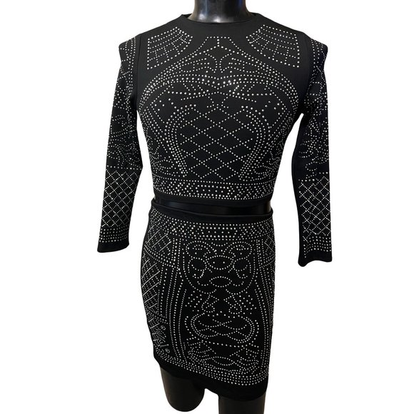 meaveor 2 Pieces Top Midi Studded Skirt Set For Kids Girls - Picture 7 of 12